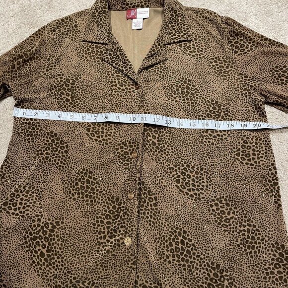 JM Collection Ladies 2 Piece Tank & Shirt Set Size Large Leopard Stretch Sparkle - Picture 8 of 12
